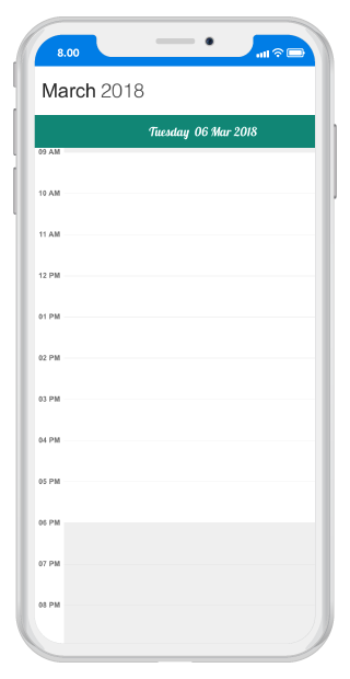 Day view custom font for view header for schedule in Xamarin.iOS