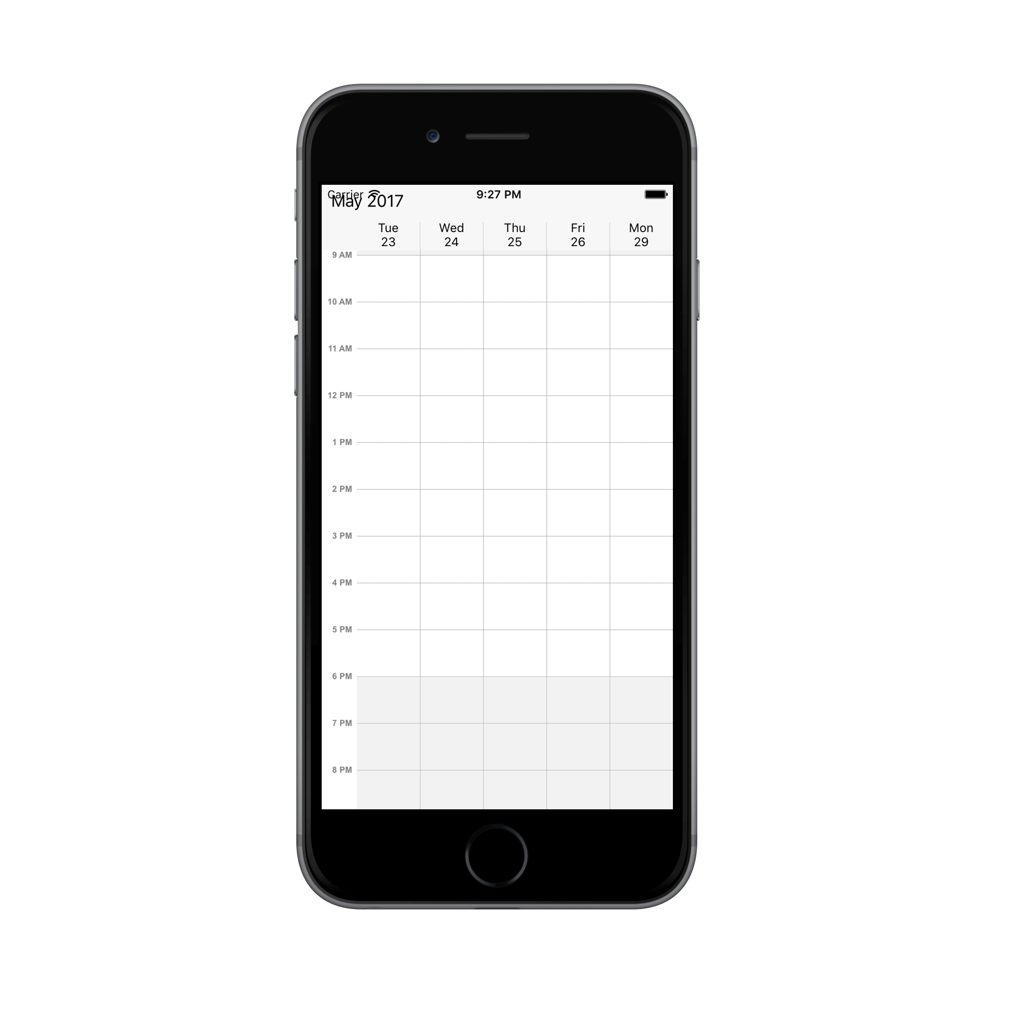 First day of week for work week view in schedule for Xamarin.iOS
