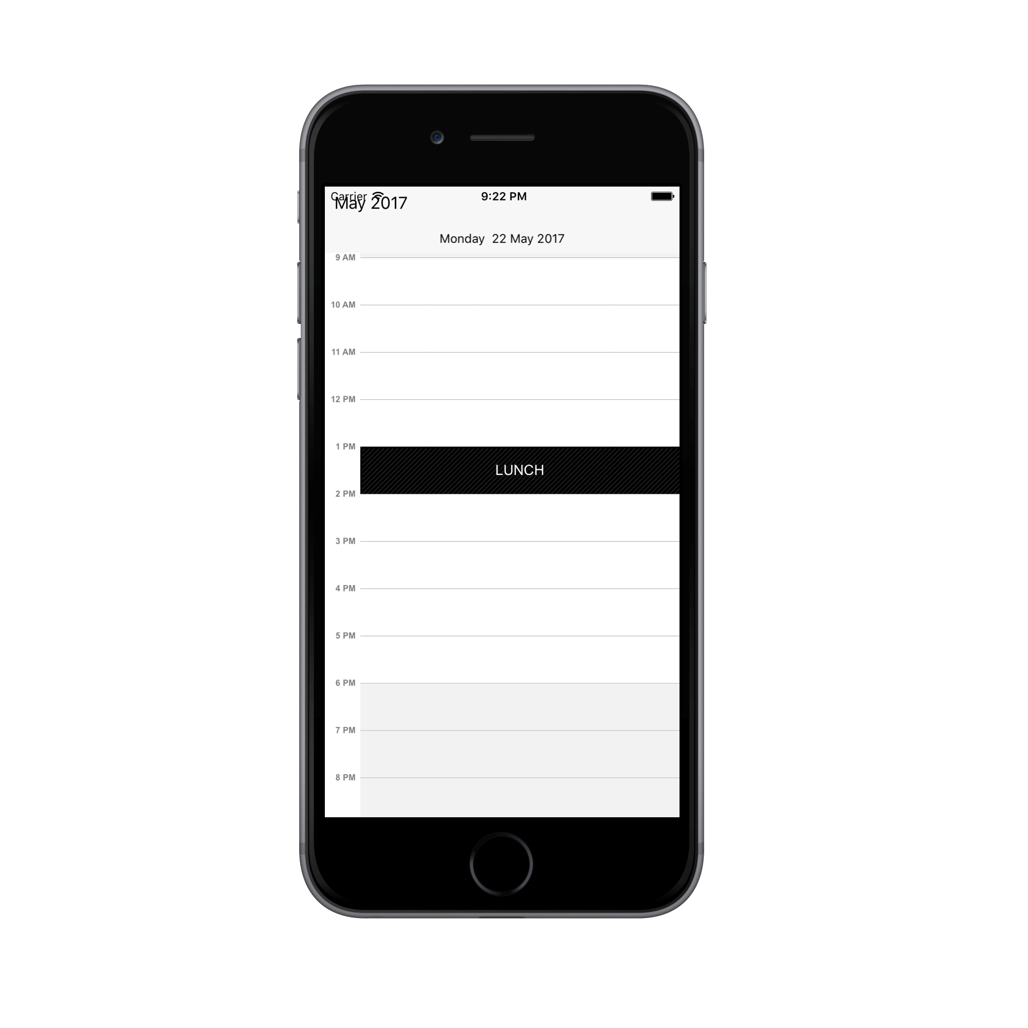 Non accessible block support in schedule day view for Xamarin.iOS