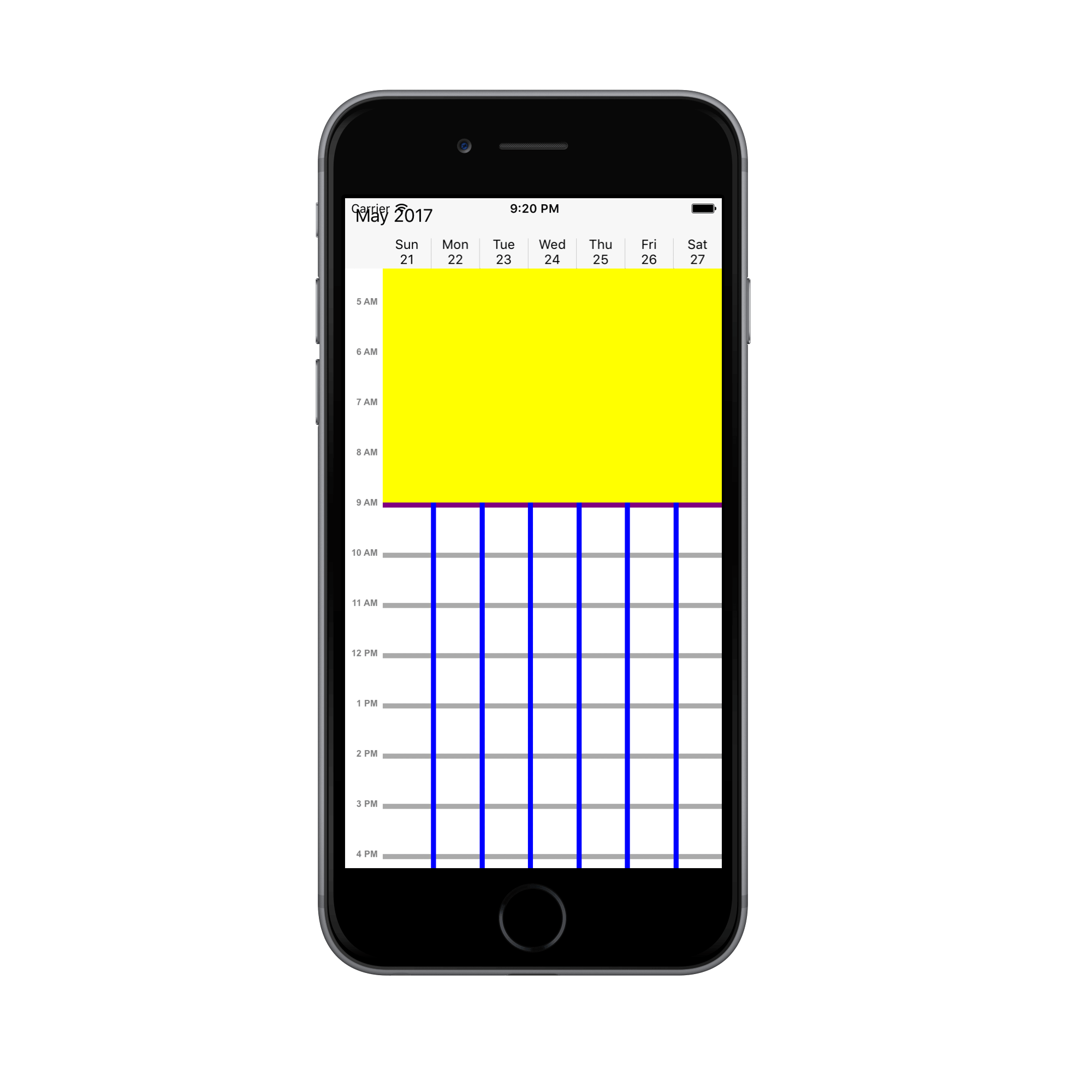 Week view non working hours customization for schedule in Xamarin.iOS