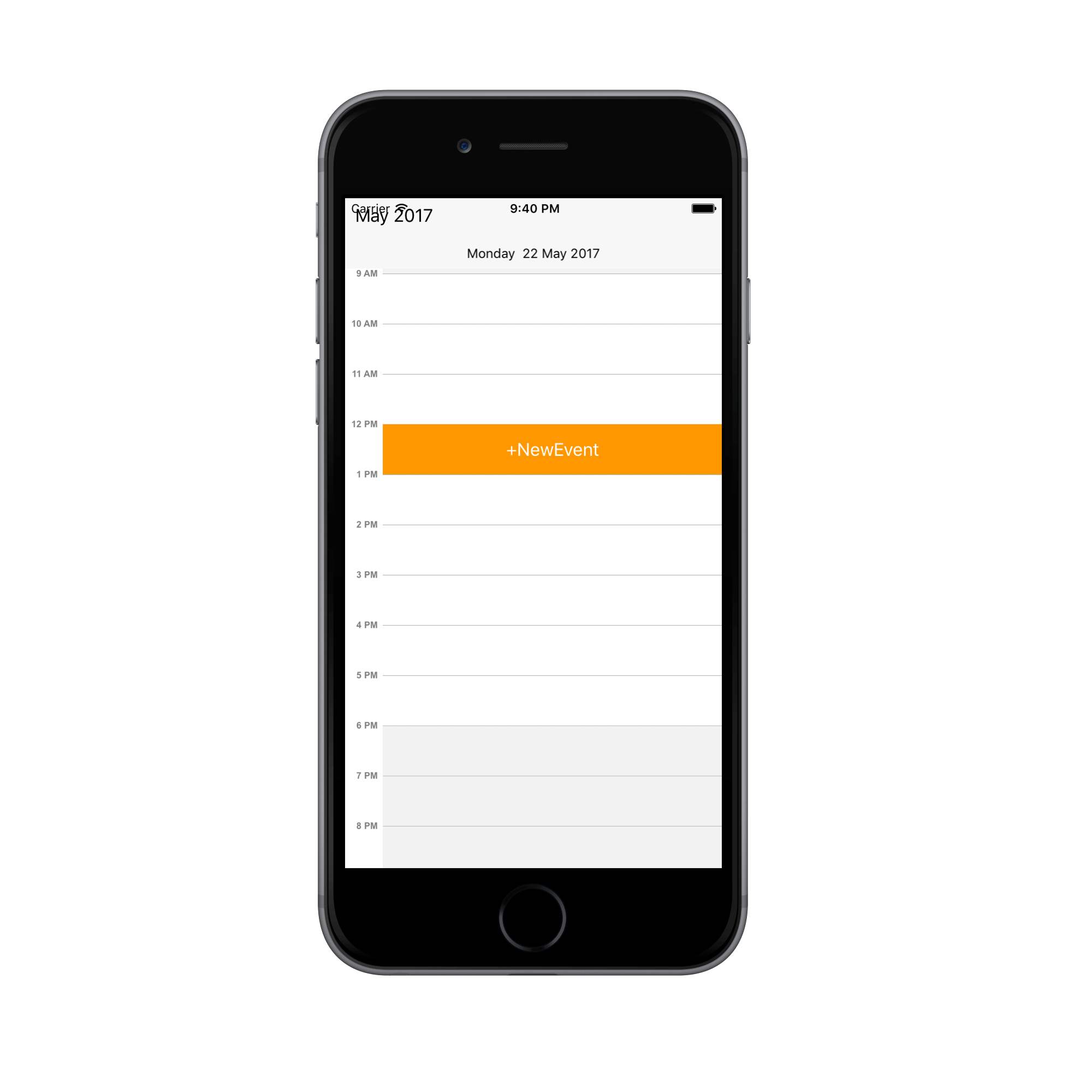 Custom selection view support for schedule day view in Xamarin.iOS