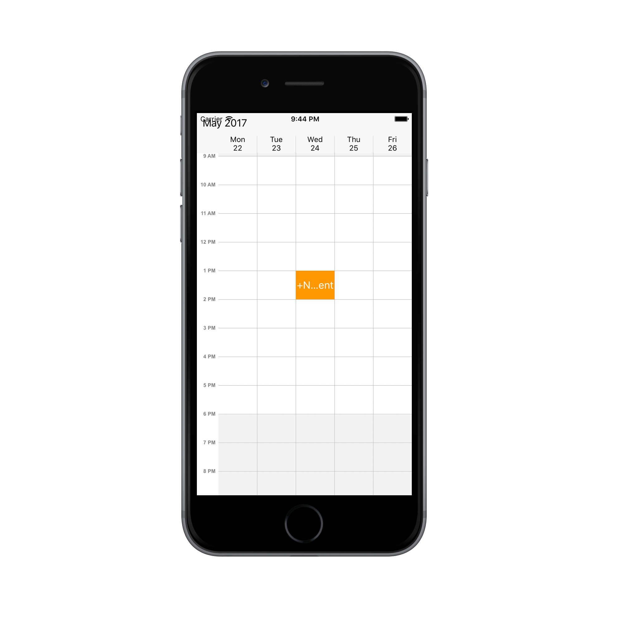 Custom selection view support for schedule Work week view in Xamarin.iOS