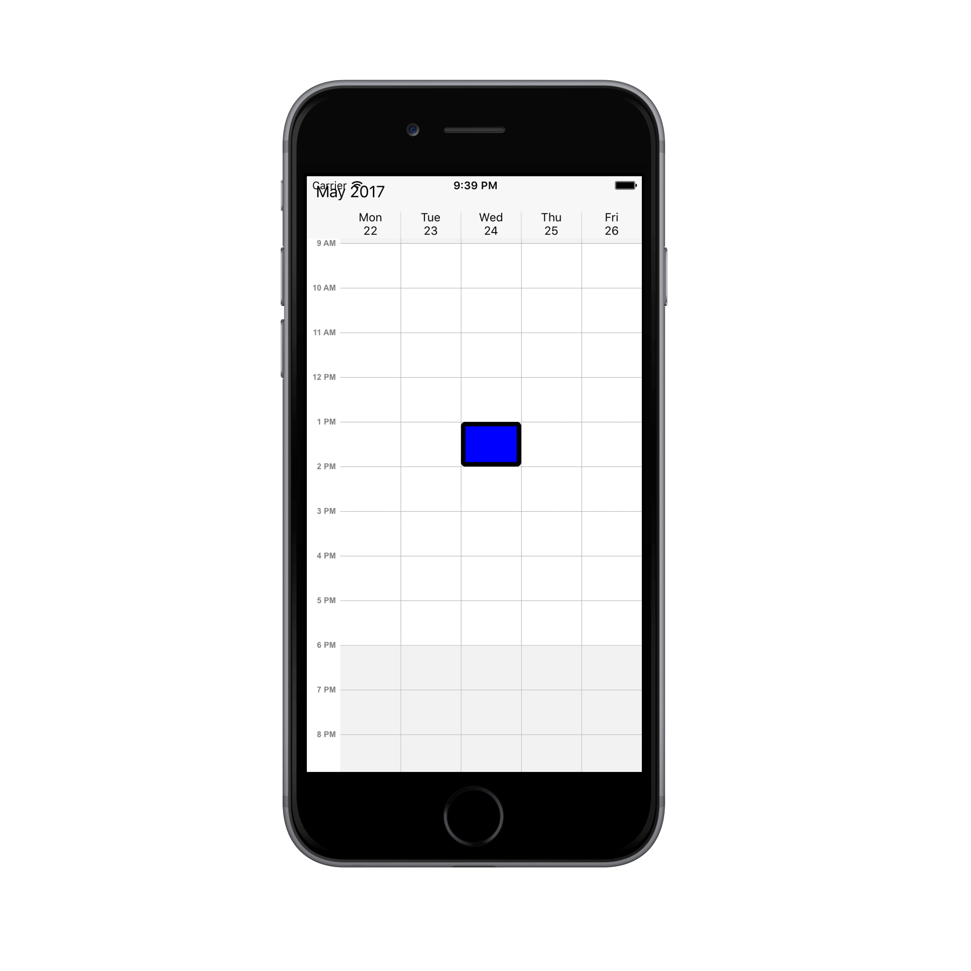 Selection style for schedule Work week view in Xamarin.iOS