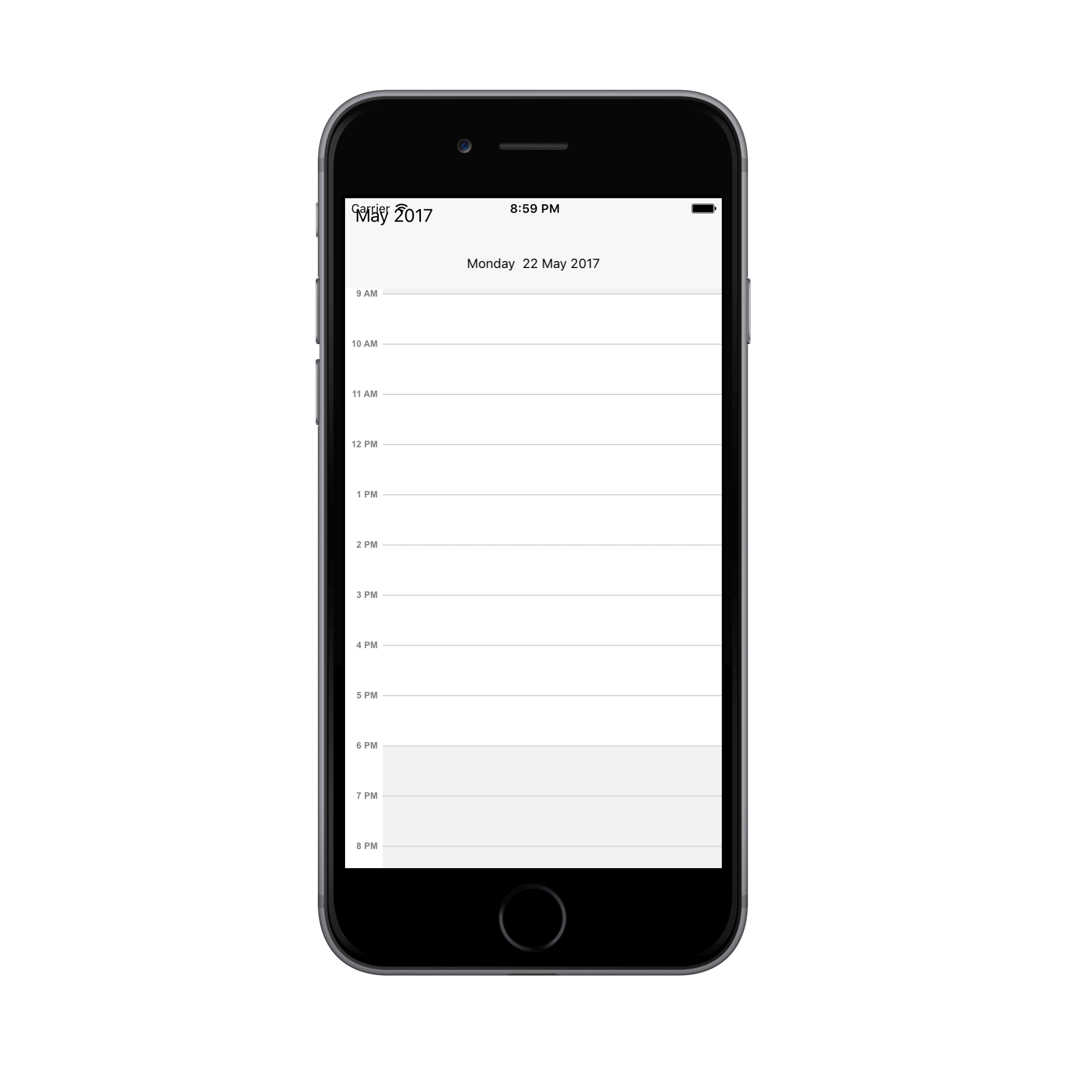 Day view view header height customization for schedule in Xamarin.iOS