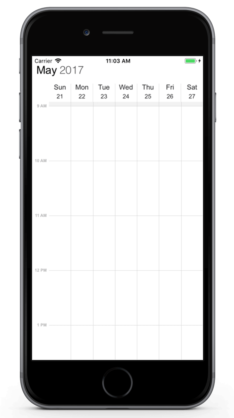 Week view time interval height customization for schedule in Xamarin.iOS