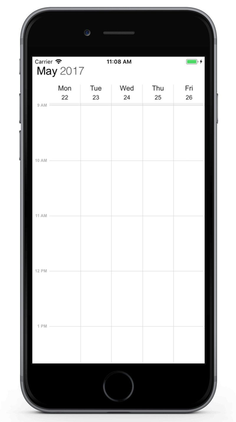 Work week view time interval height customization for schedule in Xamarin.iOS