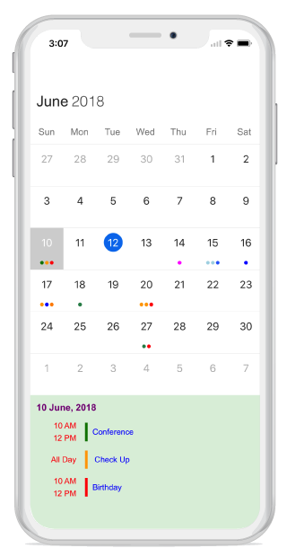 Month agenda view appointment customization in schedule xamarin ios