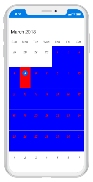 Month view cell custom font support in schedule xamarin ios