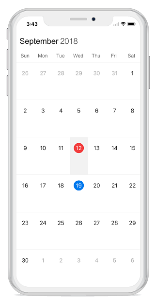 Month selection indicator color customization in schedule xamarin ios