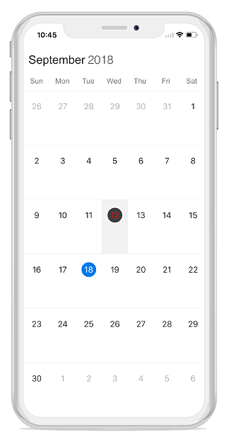 Month selection text color customization in schedule xamarin ios