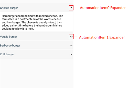 Automation id for accordion