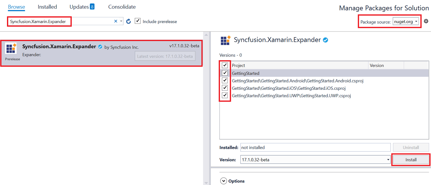 Adding SfAccordion reference from NuGet