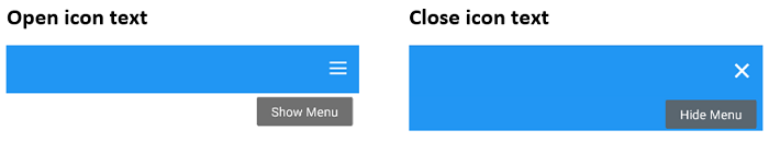 Open and Close icon text