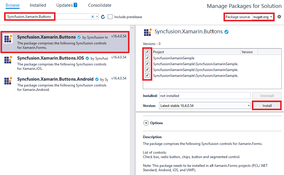 Adding SfButton reference from NuGet