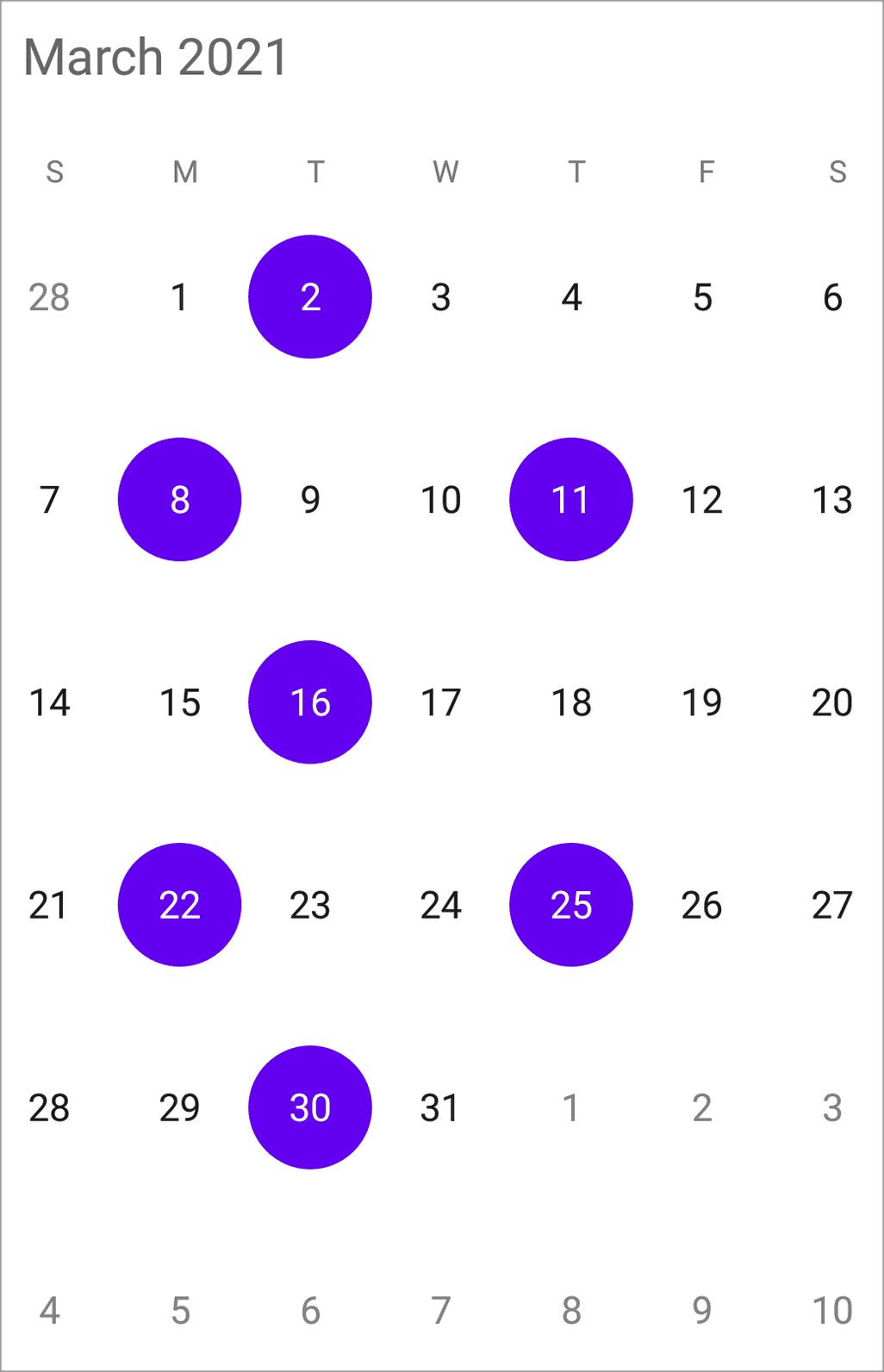 Xamarin Calendar Multiple Selection