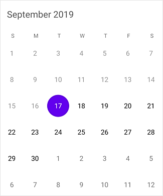Month View in Xamarin.Forms Calendar 