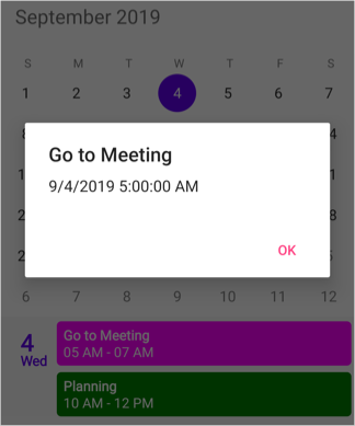 SfCalendar Inline events