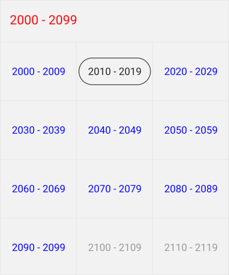 Century view customization in Xamarin.Forms Calendar 