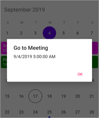 SfCalendar Inline events