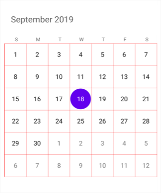 Month view border color in Xamarin.Forms Calendar 