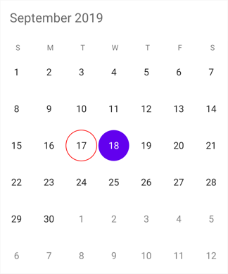 Month view today border color in Xamarin.Forms Calendar 