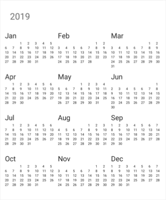 YearView in Xamarin.Forms Calendar