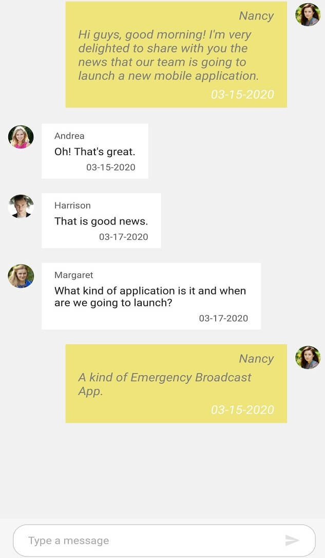 Xamarin Forms Chat Outgoing message