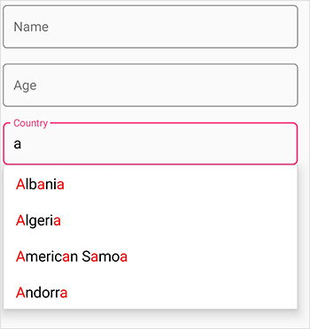 You can highlights matching characters in a suggestion list by HighlightedTextColor property in Xamarin.Forms DataForm