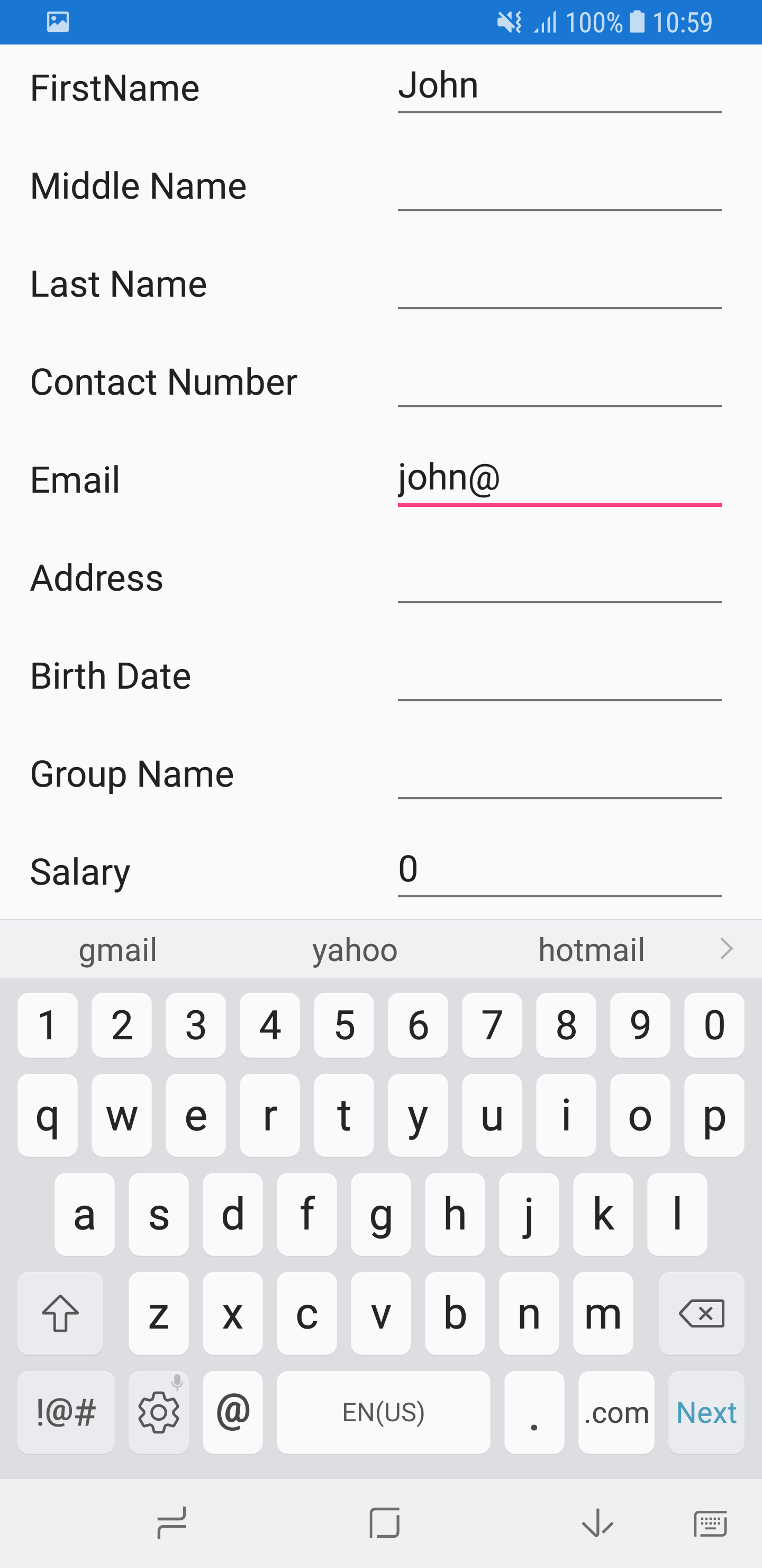Loading Email editor to the data form item in Xamarin.Forms DataForm