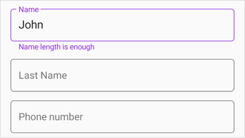 Arranging data form field in floating label layout with customized validation message color in Xamarin.Forms DataForm