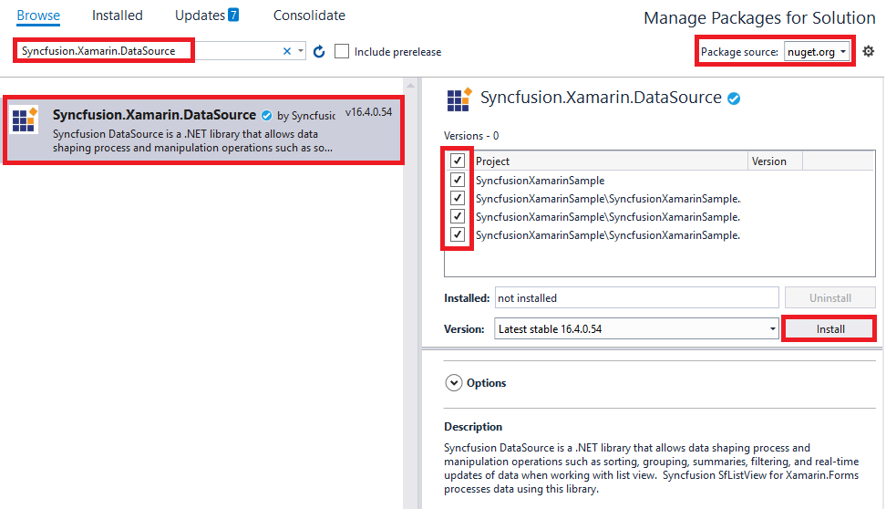 Adding DataSource reference from NuGet