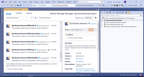 Xamarin NuGet Packages Install