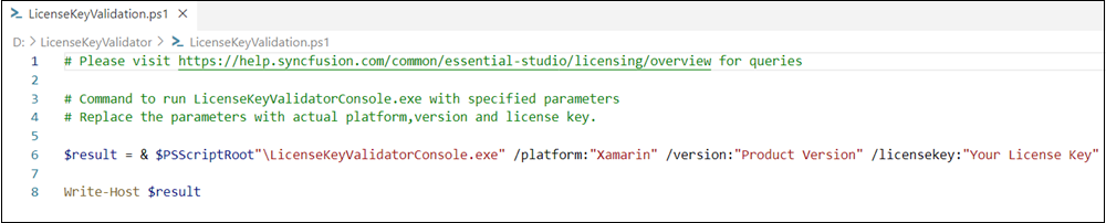 LicenseKeyValidation script