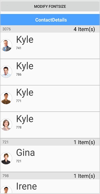 Customize label font size for listview item