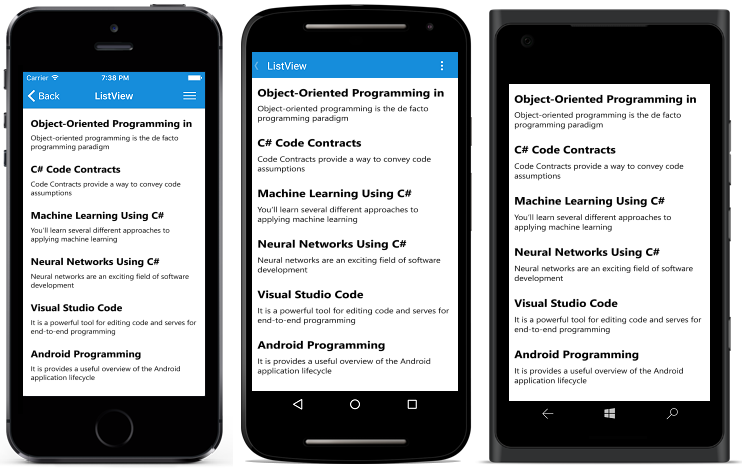 Xamarin.Forms listview getting started