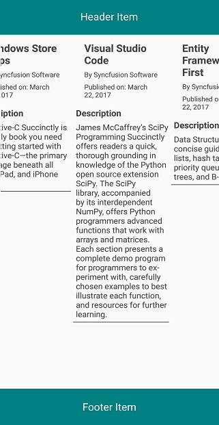 Horizontal listview with vertical header and footer