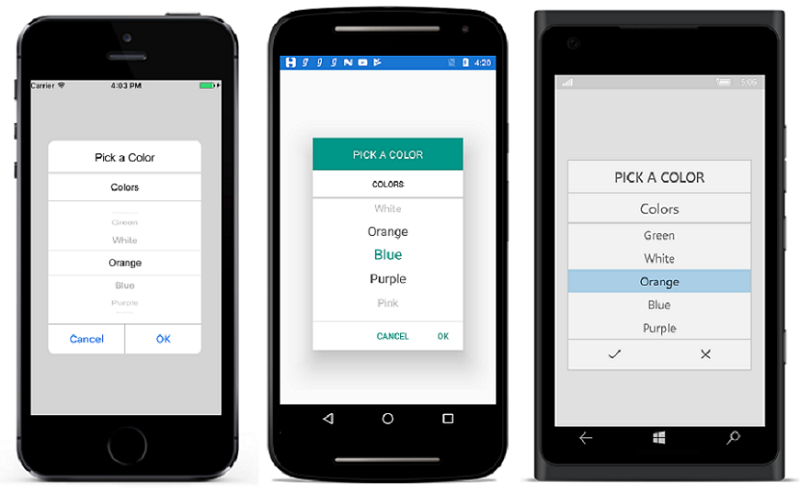 Xamarin Picker with color selection