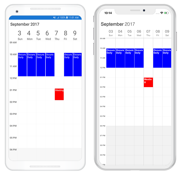 Recurrence Exception appointment support in schedule Xamarin Forms