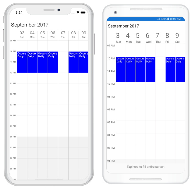 Recurrence Exception dates support in schedule Xamarin Forms