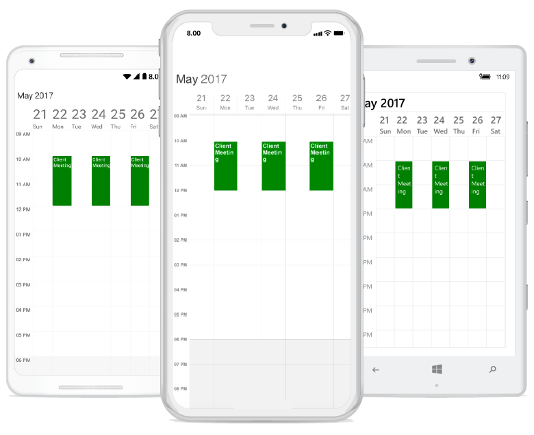 Recurrence appointment support in schedule Xamarin Forms