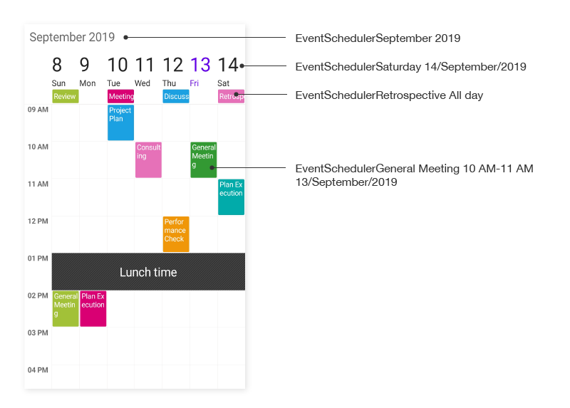 Week view AutomationId support in Xamarin.Forms Schedule