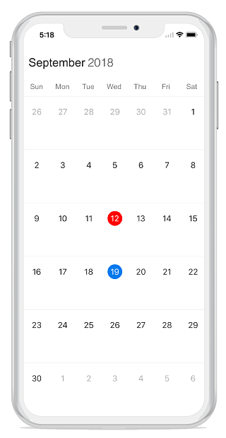 Month selection indicator color customization in schedule xamarin forms