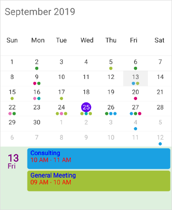 Month agenda view appointment customization in schedule xamarin forms