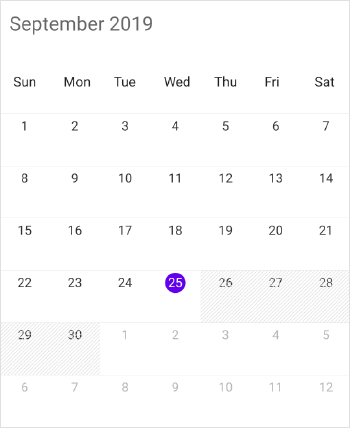 black out dates in schedule xamarin forms