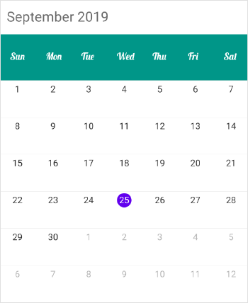 Month view header custom font support in schedule xamarin forms
