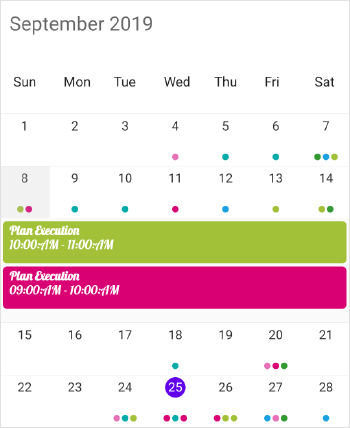 Month view inline custom font support in schedule xamarin forms