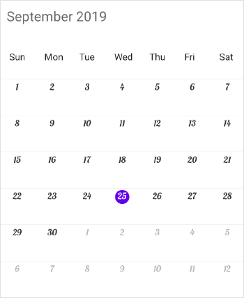 Month view cell custom font support in schedule xamarin forms