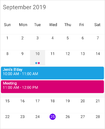 Month inline appointment in schedule xamarin forms