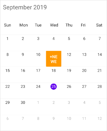 custom month selection in schedule xamarin forms