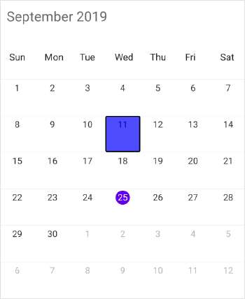 Month selection style customization in schedule xamarin forms